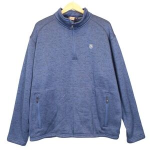 Ariat Caldwell 1/4 Zip Sweater Mens XXL Blue Heather Polyester Western 10033005